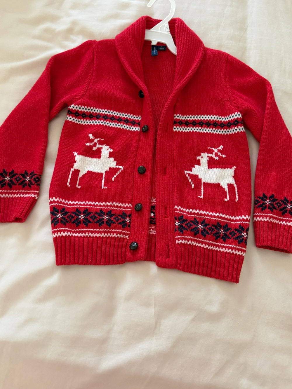 New w/o tag Janie and Jack Red Reindeer Knit Cardigan size 5